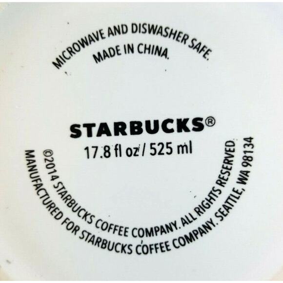 Pair Starbucks Coffee Mugs Cups Red Starburst Fireworks 2014 17.8 fluid oz 525ml - Picture 6 of 7